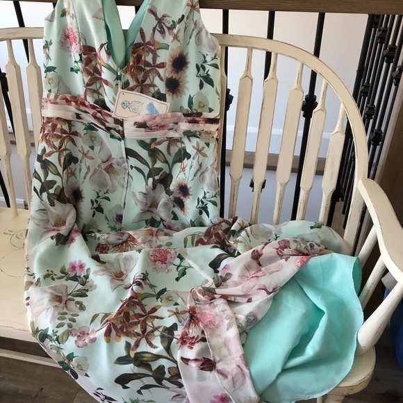FLORAL Dress, Sleeveless, Size 16, New With Tags, Teal Colour, No Alterations - Picture 11 of 16